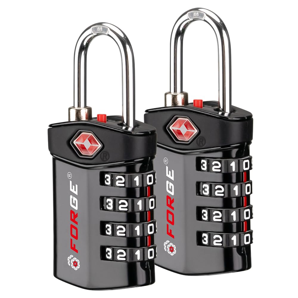 Forge 4-Digit Combination Lock, TSA Approved Locks for Luggage, Travel, Gym, School, Suitcase, Backpack, Pelican case, Easy Read dials, zinc Alloy Body.