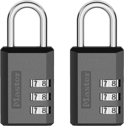 Master Lock Combination Padlock, Resettable 3-Digit Code 2-Pack 647BLKEC2