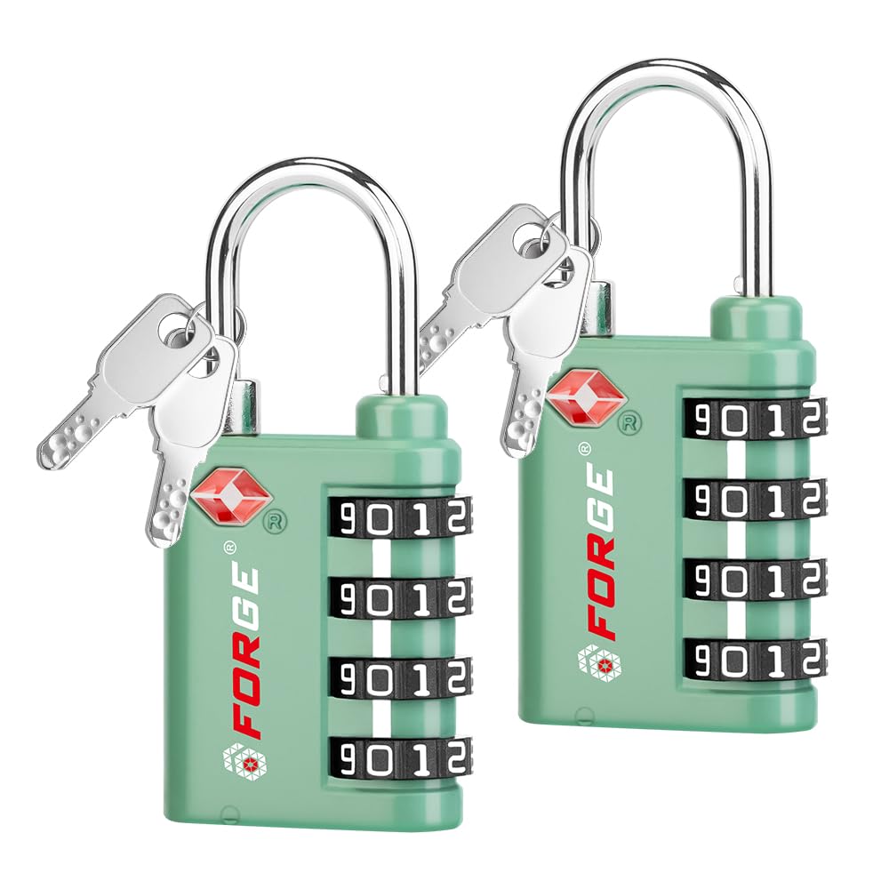 Forge Dual-Opening: Key or Combination Lock, TSA Approved Lock for Luggage, Pelican case, Travel, Gym, School,Luggage Combination Lock,Travel Bag Lock (Black 2 Pack)