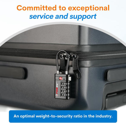Forge Open Alert TSA Approved Luggage Locks, Black, 2 Pack Locks.