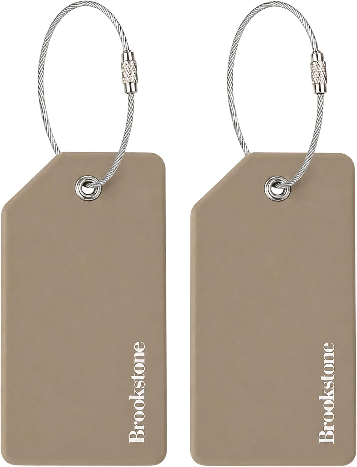 Brookstone Silicone Luggage Tags, 2 Pack, Steel Cable Loop