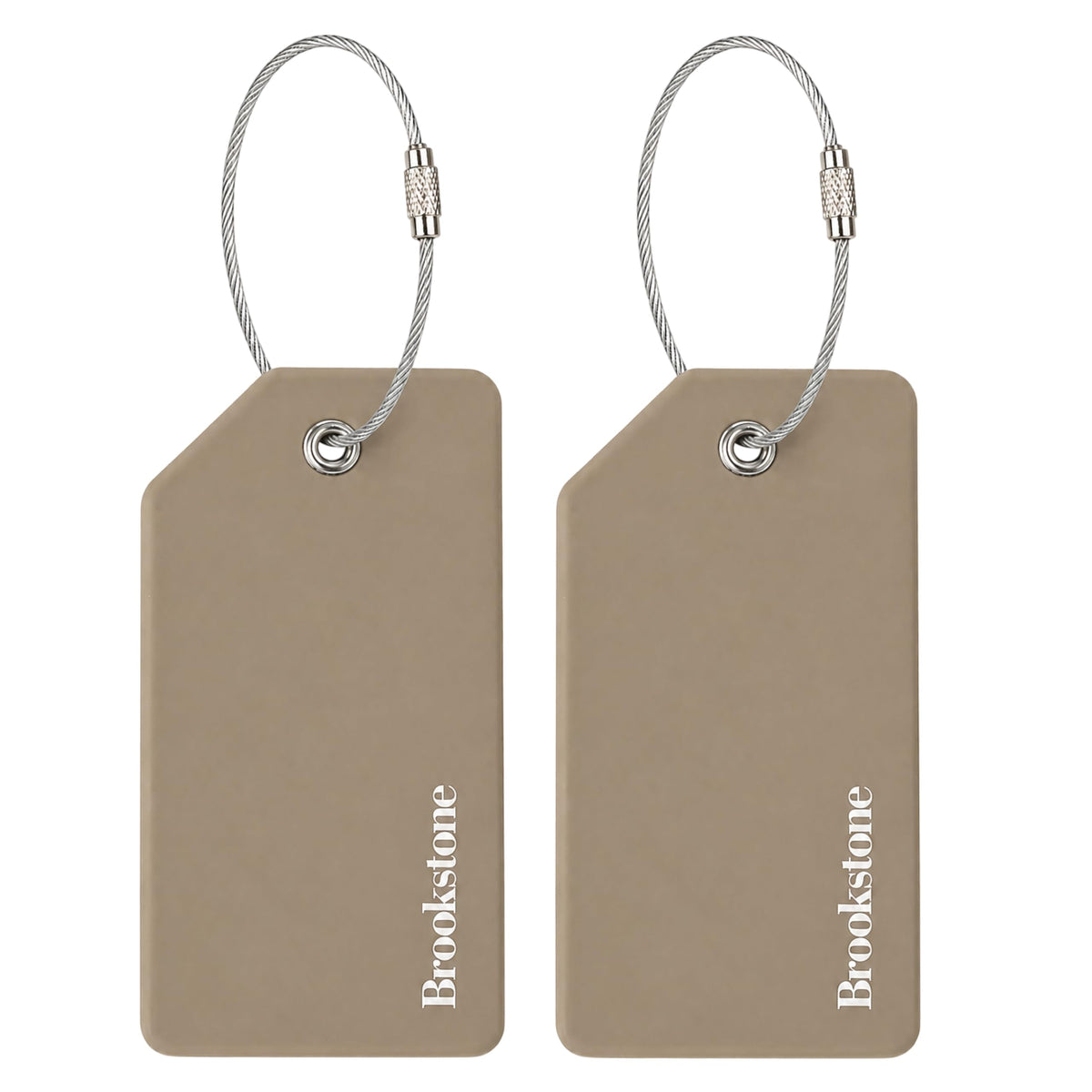 Brookstone Silicone Luggage Tags, 2 Pack, Steel Cable Loop
