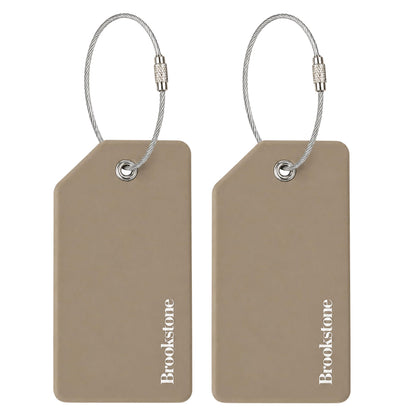 Brookstone Silicone Luggage Tags, 2 Pack, Steel Cable Loop