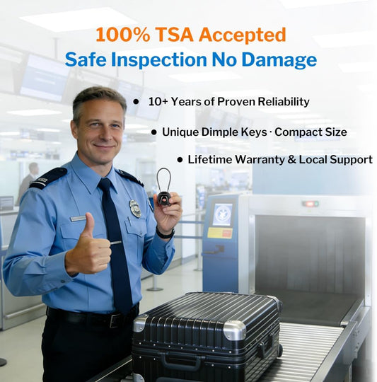FORGE TSA Approved Key Luggage Locks, Keyed Alike, TSA006 Dimple Key Cable Locks. Black 2 Pack.