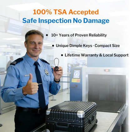 FORGE TSA Approved Key Luggage Locks, Keyed Alike, TSA006 Dimple Key Cable Locks. Black 2 Pack.