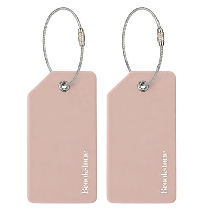 Brookstone Silicone Luggage Tags, 2 Pack, Steel Cable Loop