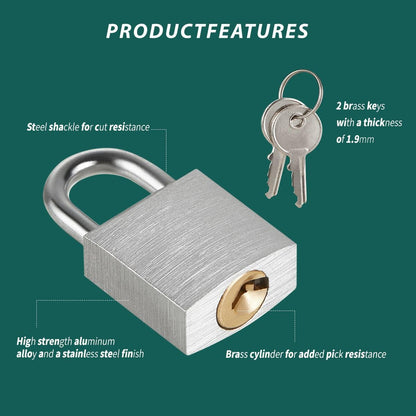 Guliffen Small Aluminum Locks with Keys, 3/4-Inch Body Width Mini Locks with Same Key for Briefcase, Boxe, Lockers, Luggage,Backpack, 12 Pack