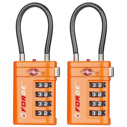 Forge Open Alert TSA Approved Luggage Locks, Black, 2 Pack Locks.