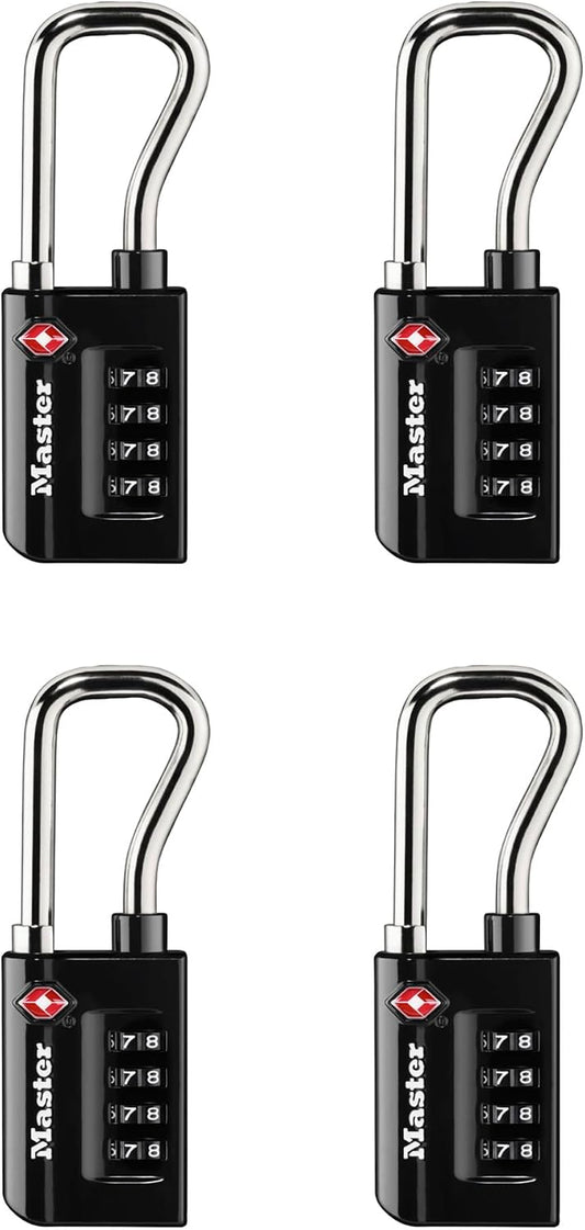 Master Lock TSA Approved Combination Luggage Lock Black 4-Pack 4696EC4