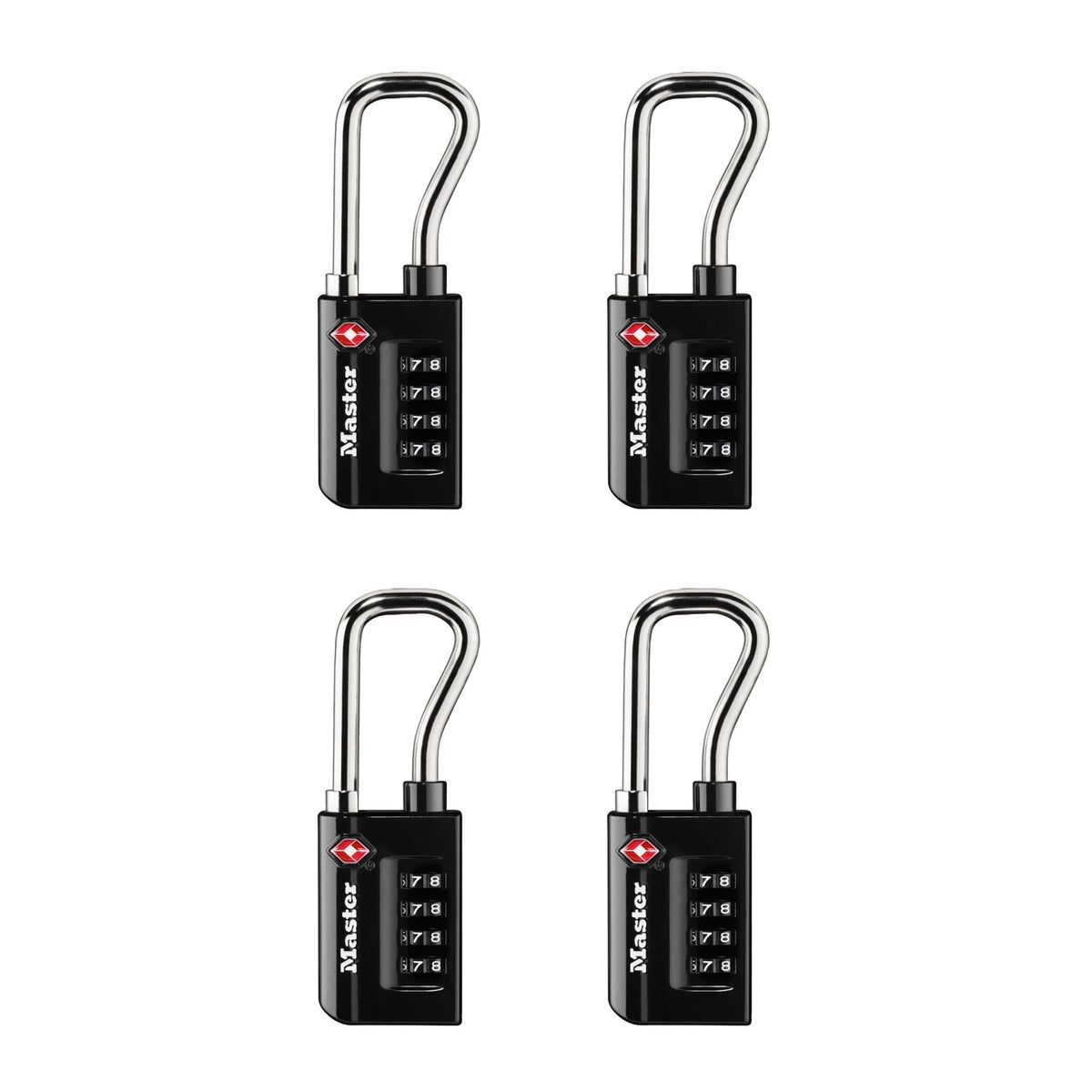 Master Lock TSA Approved Combination Luggage Lock Black 4-Pack 4696EC4
