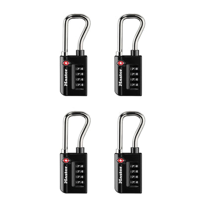 Master Lock TSA Approved Combination Luggage Lock Black 4-Pack 4696EC4