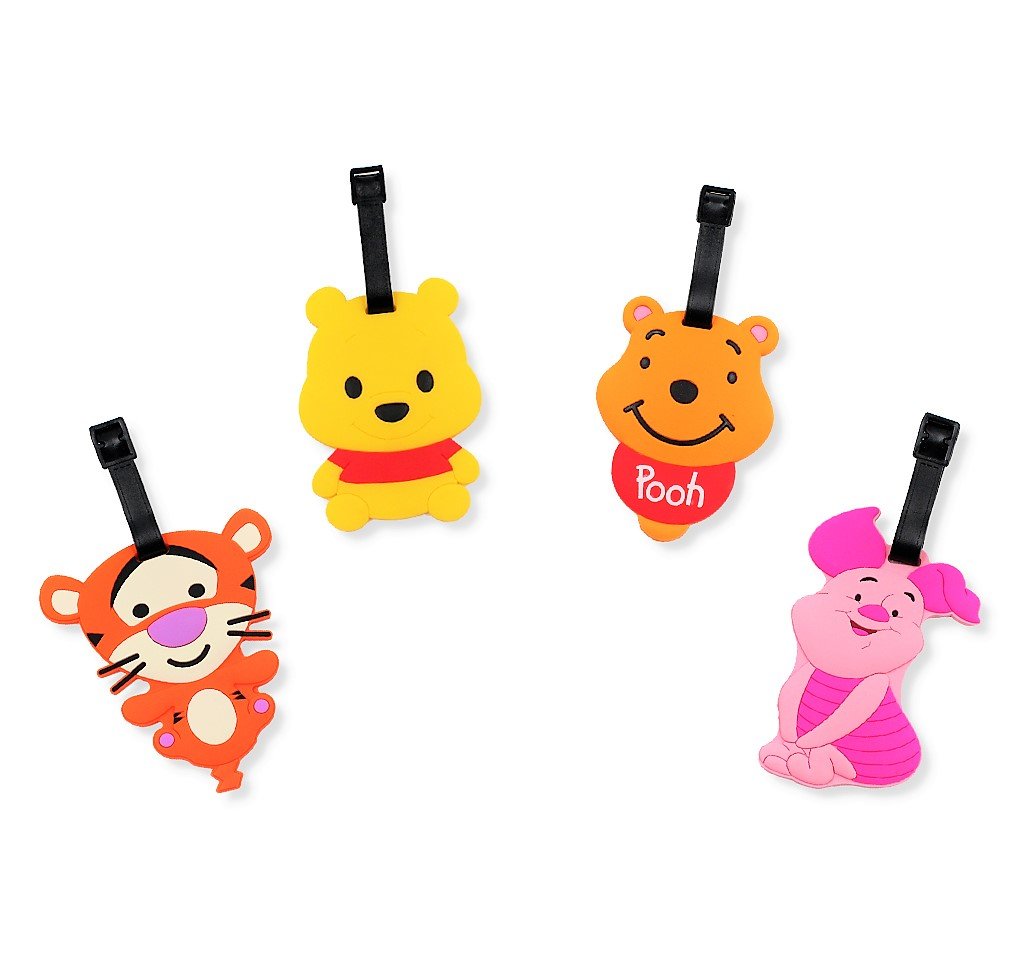 4 Pcs Set White Dog Charlie Brown Silicone Travel Luggage Baggage Identification Labels ID Tag for Bag Suitcase Plane Cruise Ships with Belt Strap