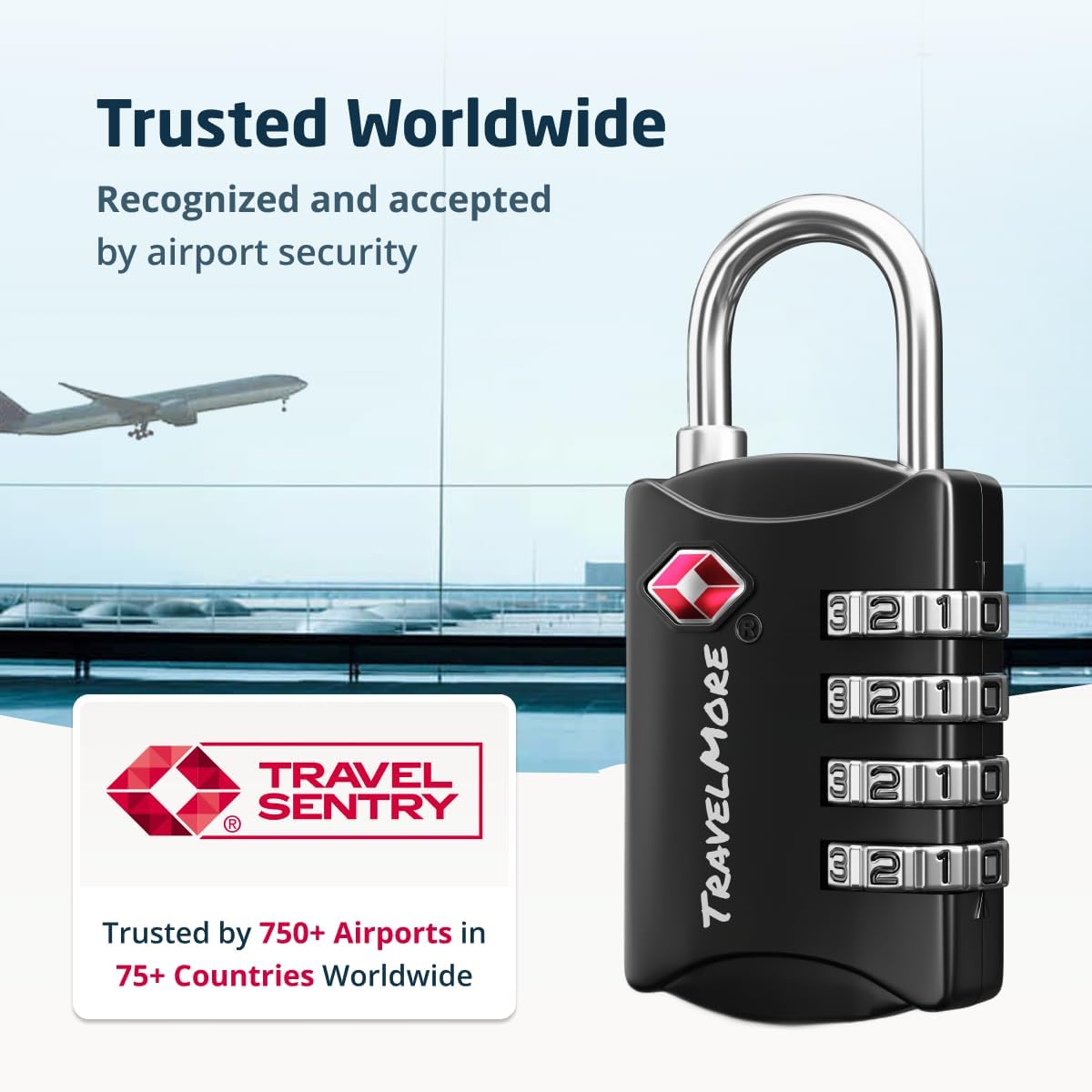 TravelMore Luggage Locks TSA Approved, 4-Digit Travel Combination Locks