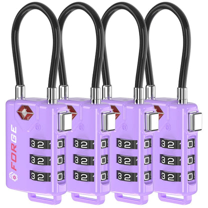 Forge TSA Approved Luggage Locks, Open Alert Cable Lock, Orange, 2 Pack