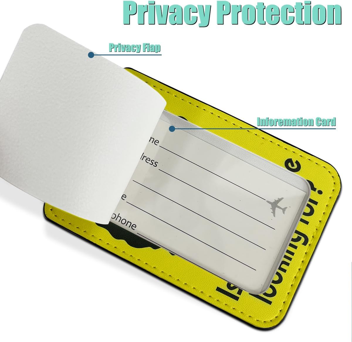 Funny Luggage Tag, Quotes Suitcase Tags with Privacy Flap Metal Loop