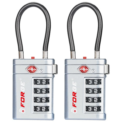 Forge Open Alert TSA Approved Luggage Locks, Black, 2 Pack Locks.