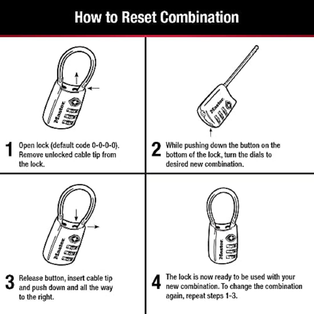 Master Lock TSA Approved Combination Luggage Lock, Assorted, 2-Pack 4688T