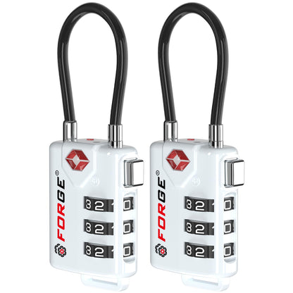 Forge TSA Approved Luggage Locks, Open Alert Cable Lock, Pink, 2 Pack