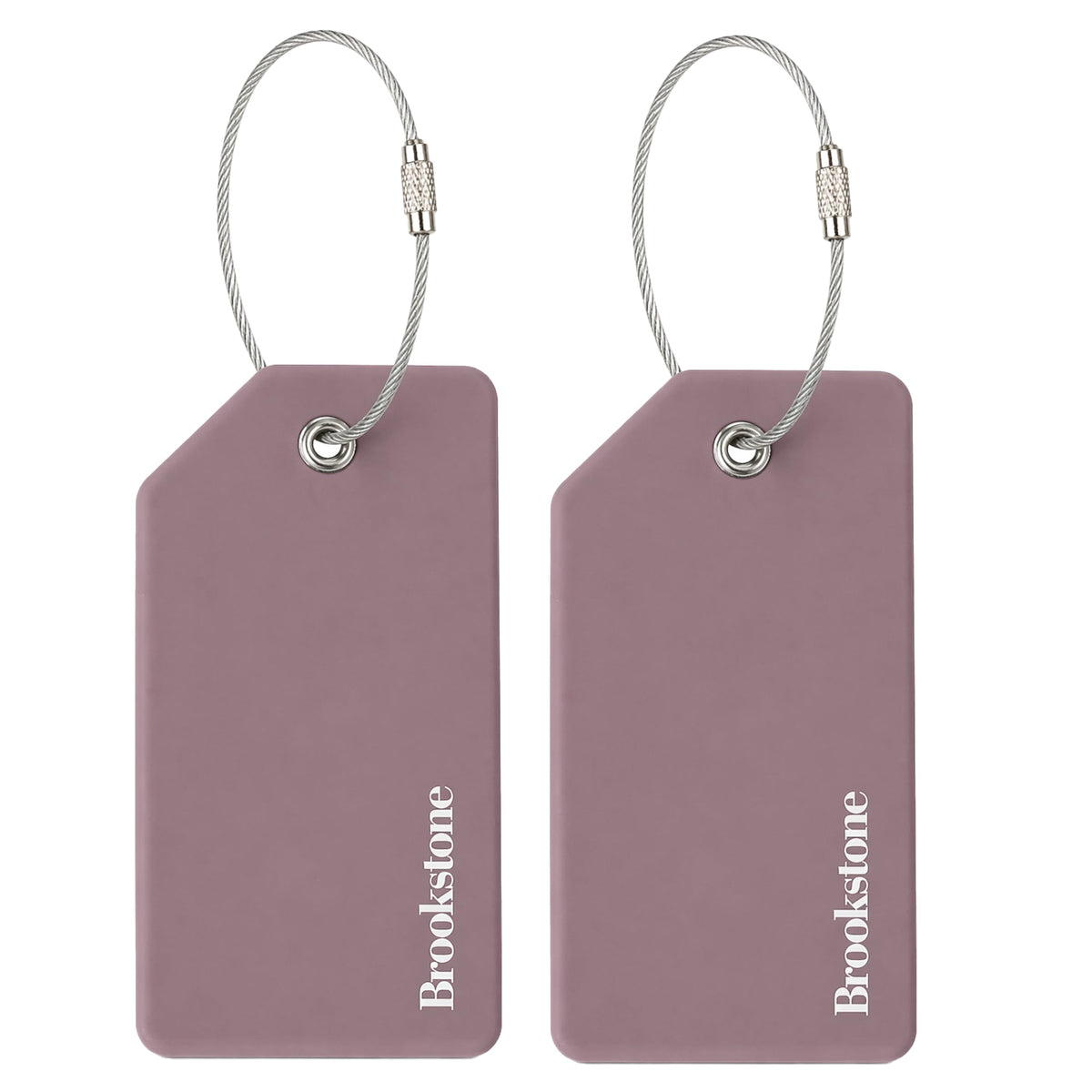 Brookstone Silicone Luggage Tags, 2 Pack, Steel Cable Loop