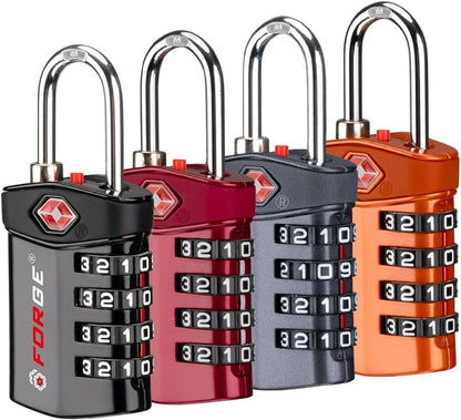 Forge 4-Digit Combination Lock, TSA Approved Locks for Luggage, Travel, Gym, School, Suitcase, Backpack, Pelican case, Easy Read dials, zinc Alloy Body.