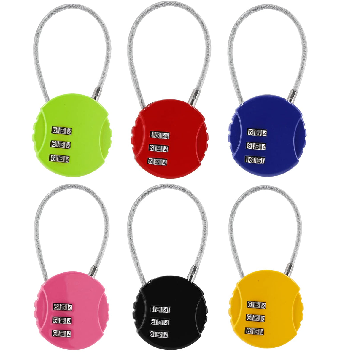 Litoexpe 8 Pcs Combination Cable Lock 8 Colors