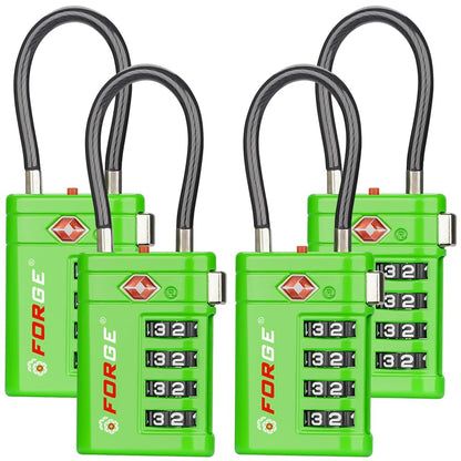 Forge Open Alert TSA Approved Luggage Locks, Black, 2 Pack Locks.