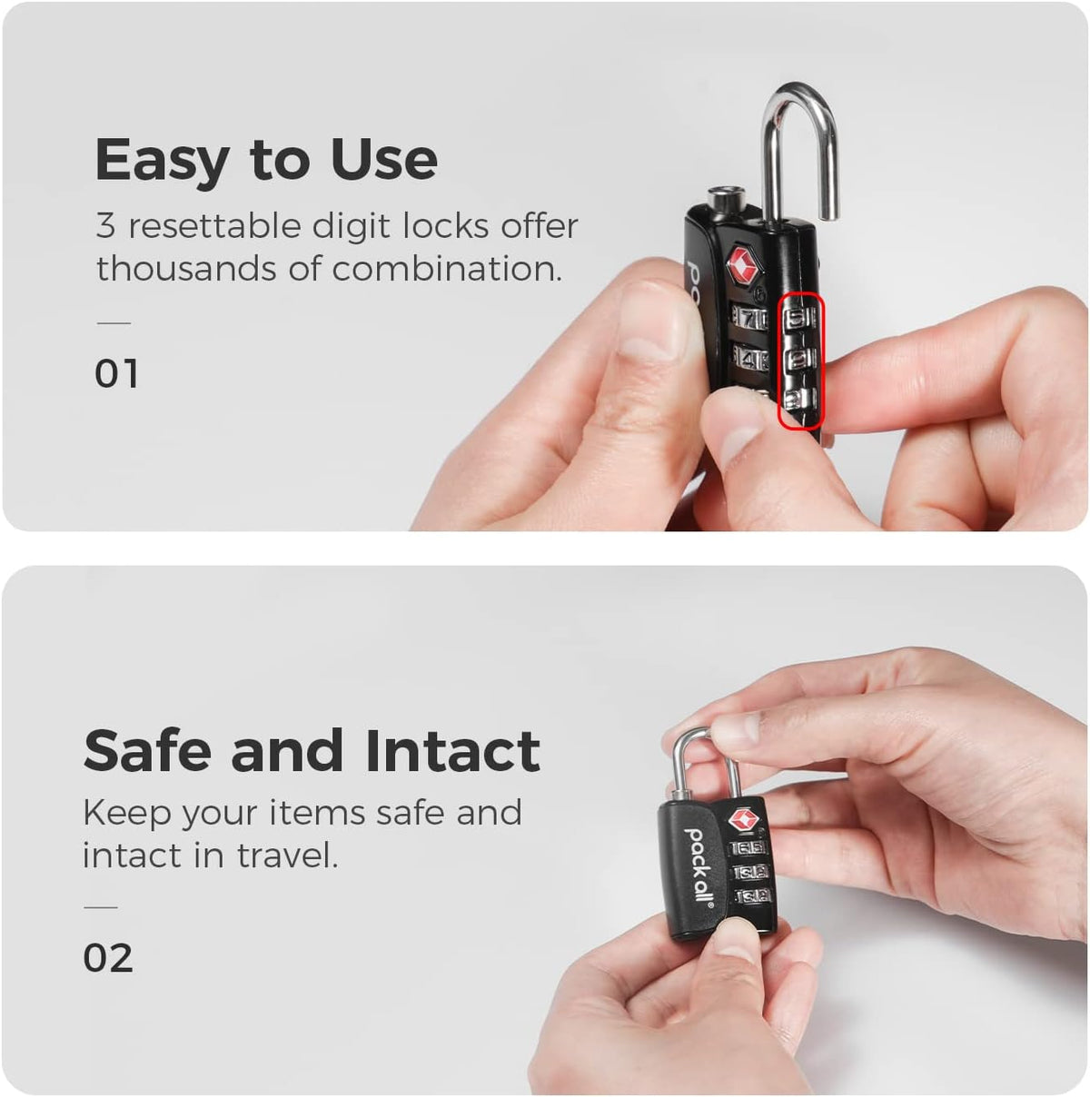 pack all TSA Approved Travel Luggage Locks, Resettable 3-Digit Code