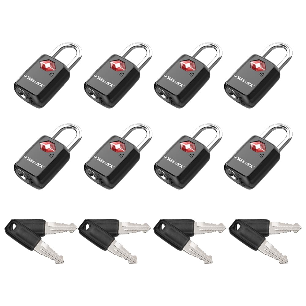 SURE LOCK Mini TSA Approved Keyed Luggage Lock – One Key Opens All, Fits Tight Zipper Gaps & Small Pull Holes, Compact Travel Lock for Suitcases, Backpacks & Handbags