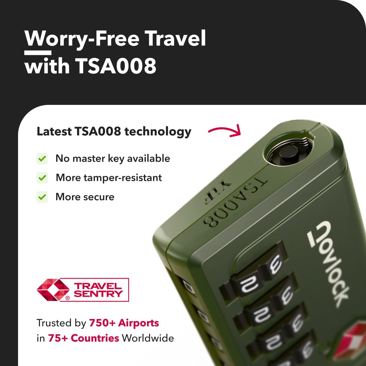 TSA Approved Luggage Locks, Travel Locks with Inspection Indicator