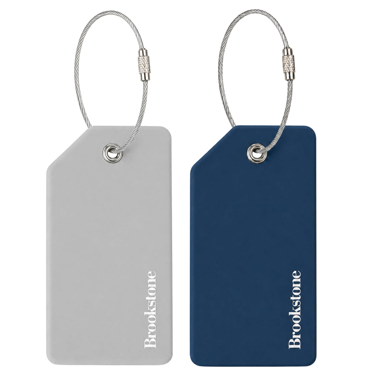 Brookstone Silicone Luggage Tags, 2 Pack, Steel Cable Loop