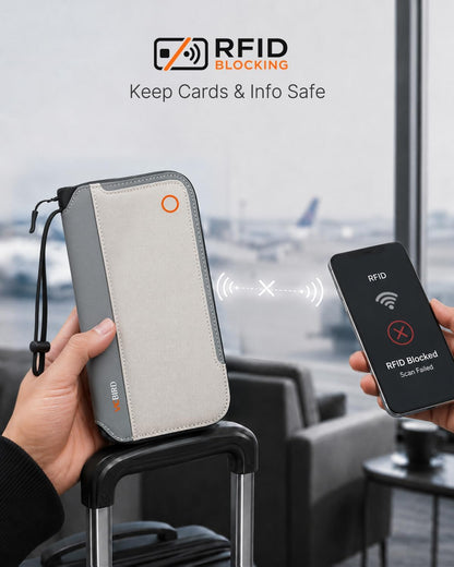 Vacbird Family Passport Holder, RFID Travel Wallet with Magnetic Pocket