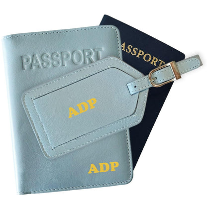 Personalized Monogrammed Bright Pink Leather RFID Passport Cover Holder and Luggage Tag