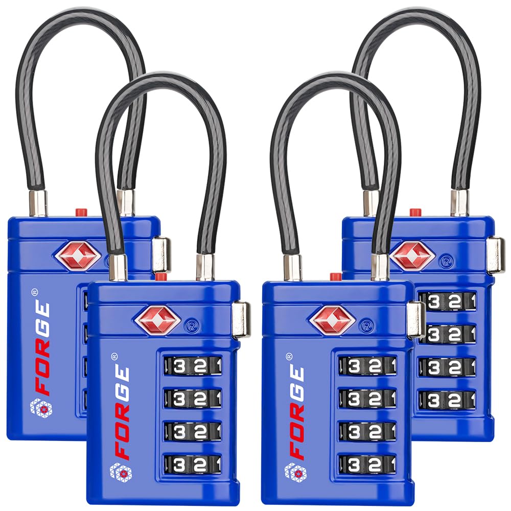 Forge Open Alert TSA Approved Luggage Locks, Black, 2 Pack Locks.