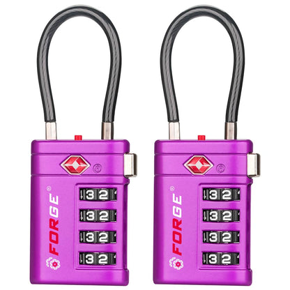 Forge Open Alert TSA Approved Luggage Locks, Black, 2 Pack Locks.