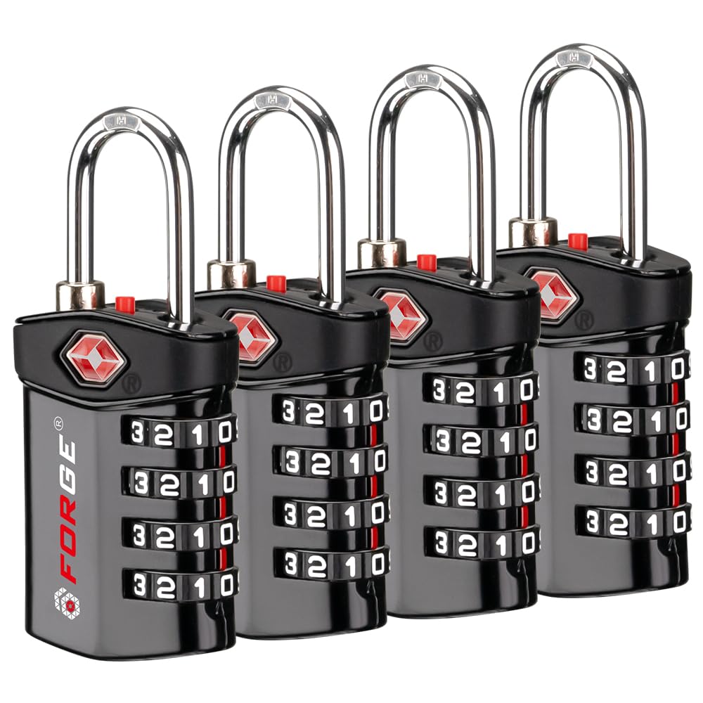 Forge 4-Digit Combination Lock, TSA Approved Locks for Luggage, Travel, Gym, School, Suitcase, Backpack, Pelican case, Easy Read dials, zinc Alloy Body.
