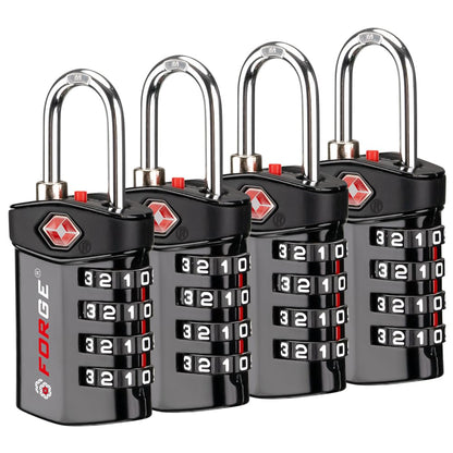 Forge 4-Digit Combination Lock, TSA Approved Locks for Luggage, Travel, Gym, School, Suitcase, Backpack, Pelican case, Easy Read dials, zinc Alloy Body.