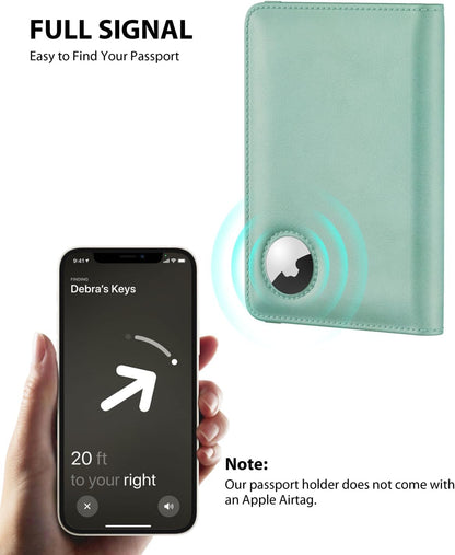 Stouchi AirTag Passport Holder – Slim RFID Travel Wallet