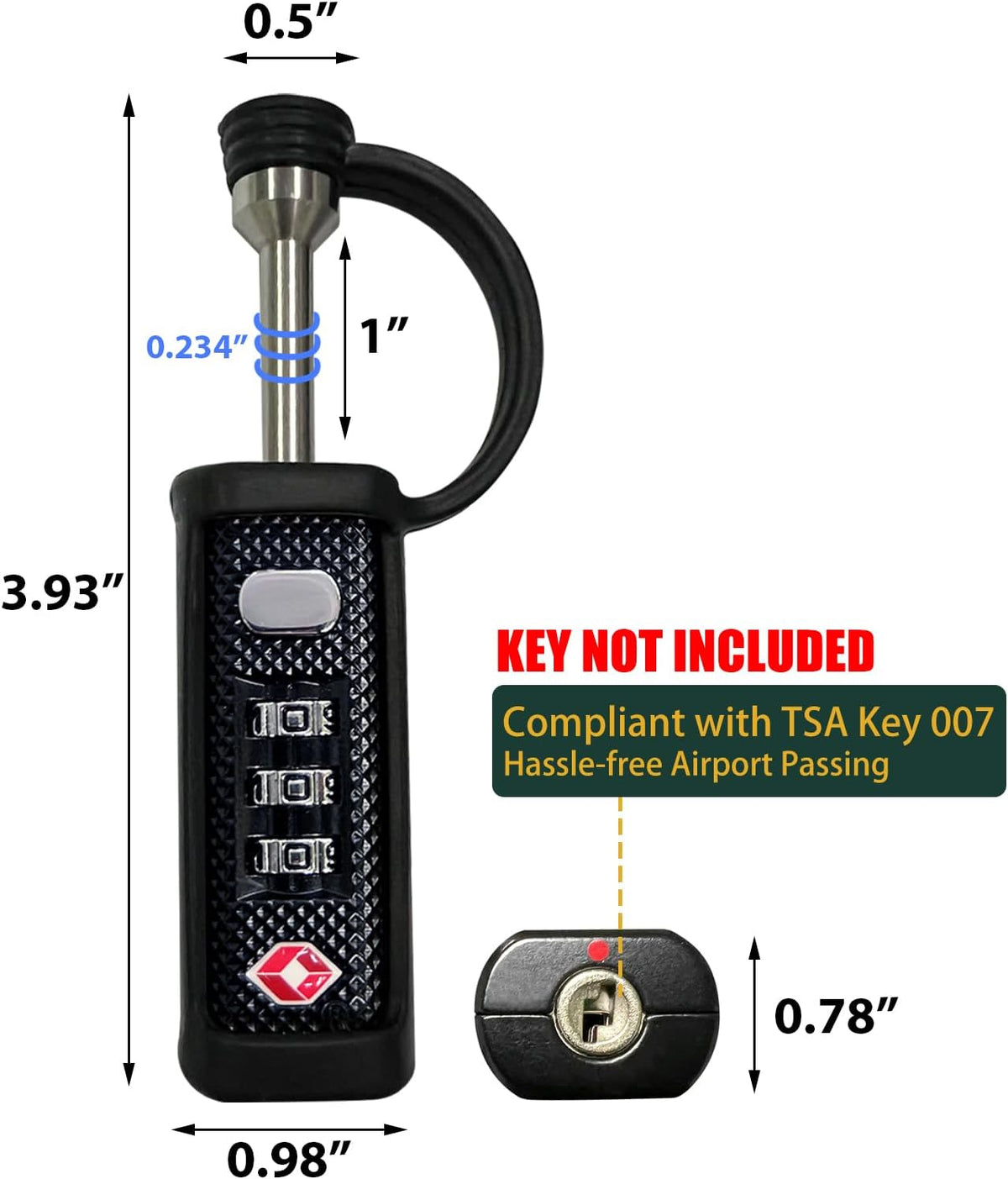 LAFENLIN TSA Lock for Gun Case, 3-Dial Combo Padlock