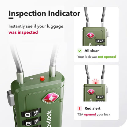 TSA Approved Luggage Locks, Travel Locks with Inspection Indicator