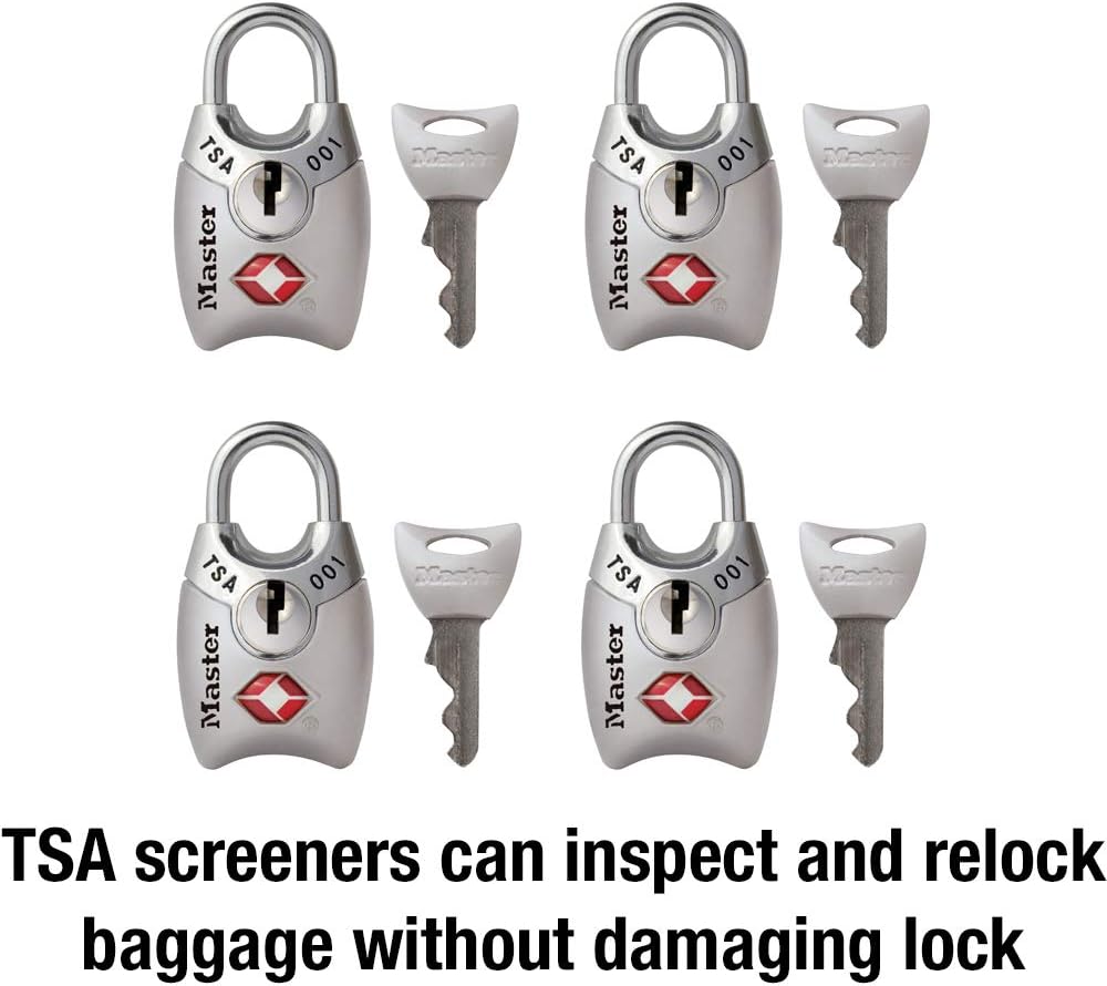 Master Lock 4689Q TSA Approved Luggage Lock, 4 Pack, Colors May Vary