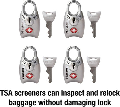 Master Lock 4689Q TSA Approved Luggage Lock, 4 Pack, Colors May Vary