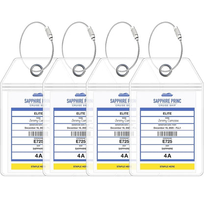 Cruise On Princess Luggage Tag Holders 4 Pack, Clear & Waterproof