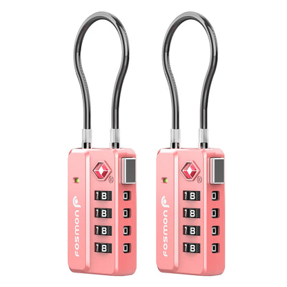 Fosmon TSA Approved Cable Luggage Locks, 4 Digit Combination, 4 Pack