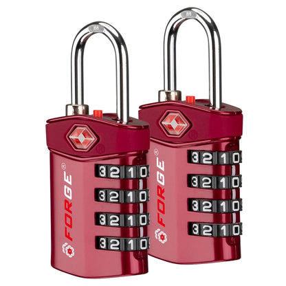 Forge 4-Digit Combination Lock, TSA Approved Locks for Luggage, Travel, Gym, School, Suitcase, Backpack, Pelican case, Easy Read dials, zinc Alloy Body.