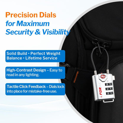 Forge TSA Approved Luggage Locks, Open Alert Cable Lock, 4 Colors, 4 Pack