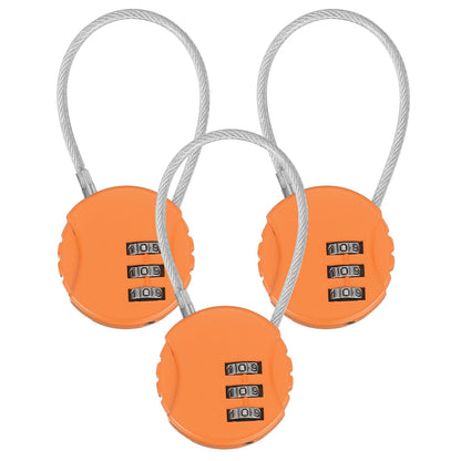 M METERXITY 3-Pack Combination Locker Lock, 3 Digit Round Shaped Padlock Gym Locks with Cable for Luggage/Suitcase/Backpack Zipper/Outdoor, Small Combo Lock [White]