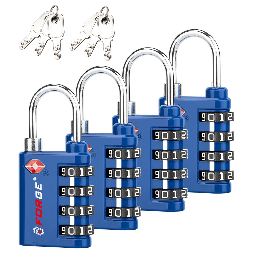 Forge Dual-Opening: Key or Combination Lock, TSA Approved Lock for Luggage, Pelican case, Travel, Gym, School,Luggage Combination Lock,Travel Bag Lock (Black 2 Pack)