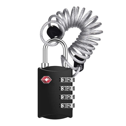 ZHEGE TSA Luggage Lock for Train Travel, 26"L × 0.1"D Cable (2 Pack, Black)