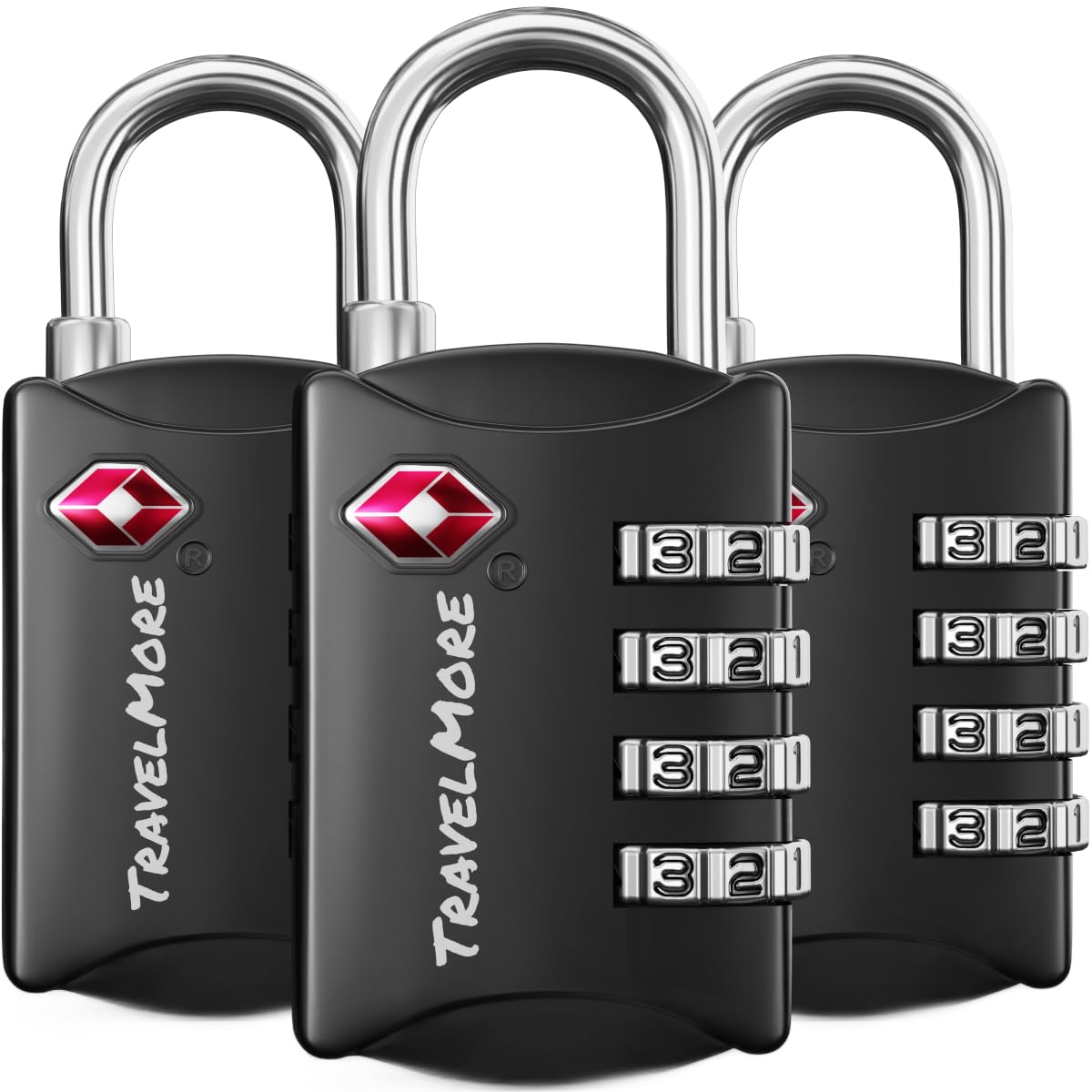 TravelMore Luggage Locks TSA Approved, 4-Digit Travel Combination Locks
