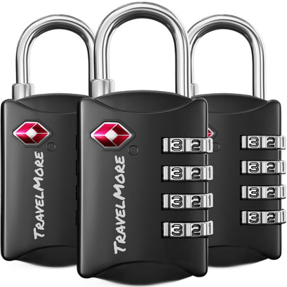 TravelMore Luggage Locks TSA Approved, 4-Digit Travel Combination Locks